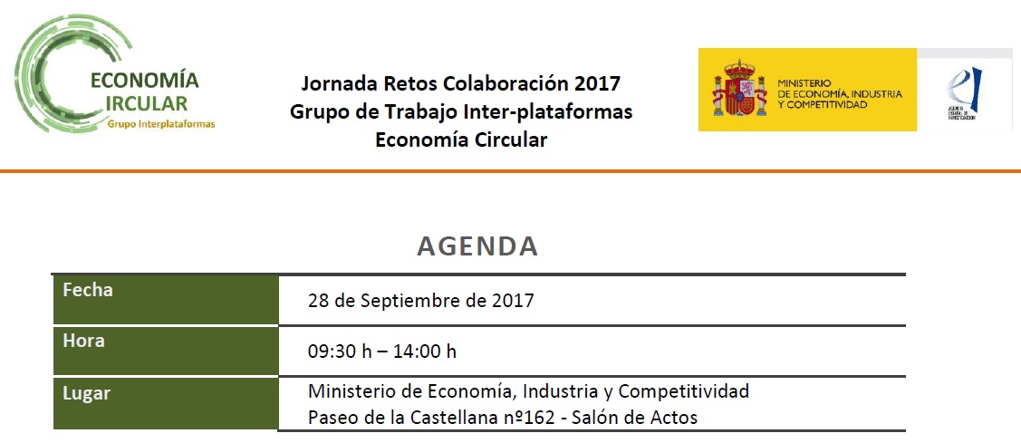 Jornada «ECONOMÍA CIRCULAR: Convocatoria RETOS COLABORACIÓN 2017»