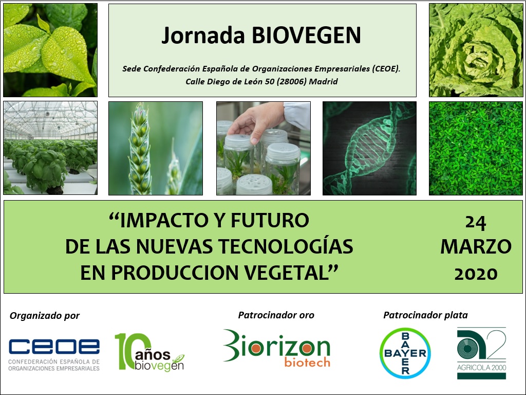 CANCELACIÓN – Jornada BIOVEGEN «Impacto y futuro de las nuevas tecnologías en producción vegetal»