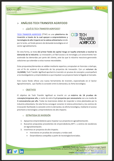 Informe BIOVEGEN. Convocatoria fondo TECH TRANSFER AGRIFOOD