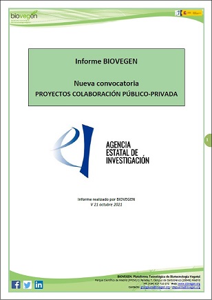Informe BIOVEGEN. Convocatoria AEI Colaboración Público-Privada