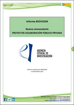 Informe BIOVEGEN. Nueva convocatoria Proyectos Colaboración Público-Privada