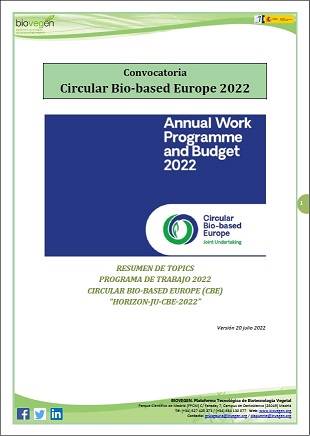 Informe BIOVEGEN: Convocatoria Circular Bio-Based Europe (CBE) 2022