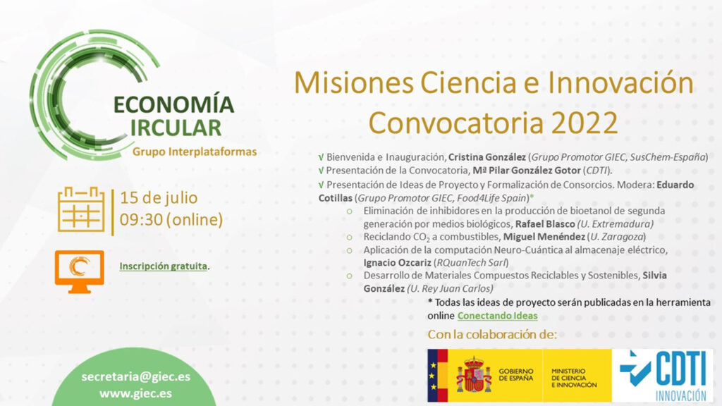 Jornada Informativa sobre la Convocatoria 2022 Misiones Ciencia e Innovación