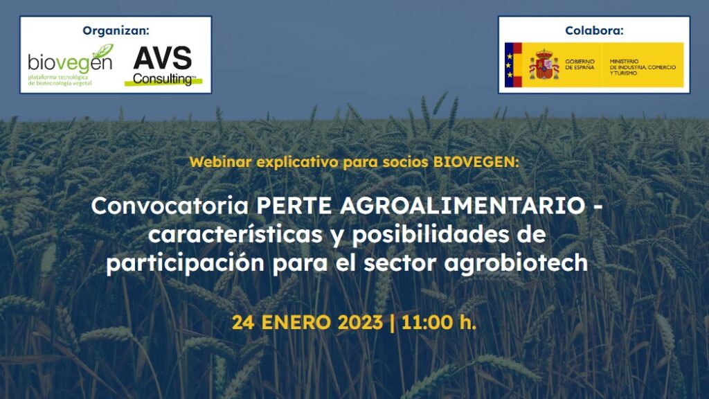Webinar explicativo para socios BIOVEGEN: Convocatoria PERTE AGROALIMENTARIO