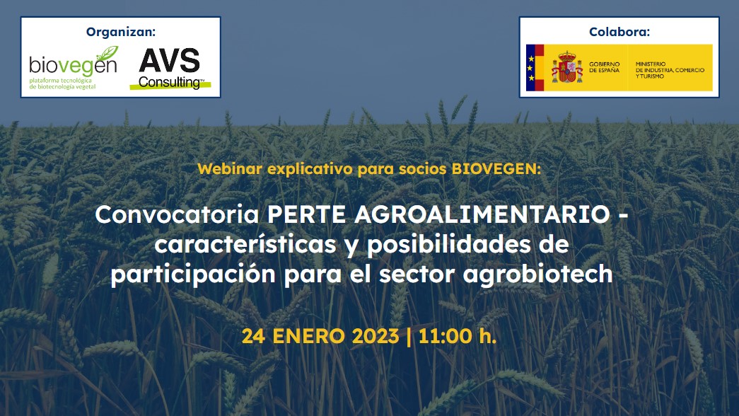 Webinar explicativo para socios BIOVEGEN: Convocatoria PERTE AGROALIMENTARIO