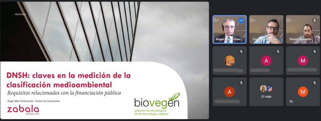 Celebrado el webinar explicativo para socios BIOVEGEN sobre el Principio DNSH