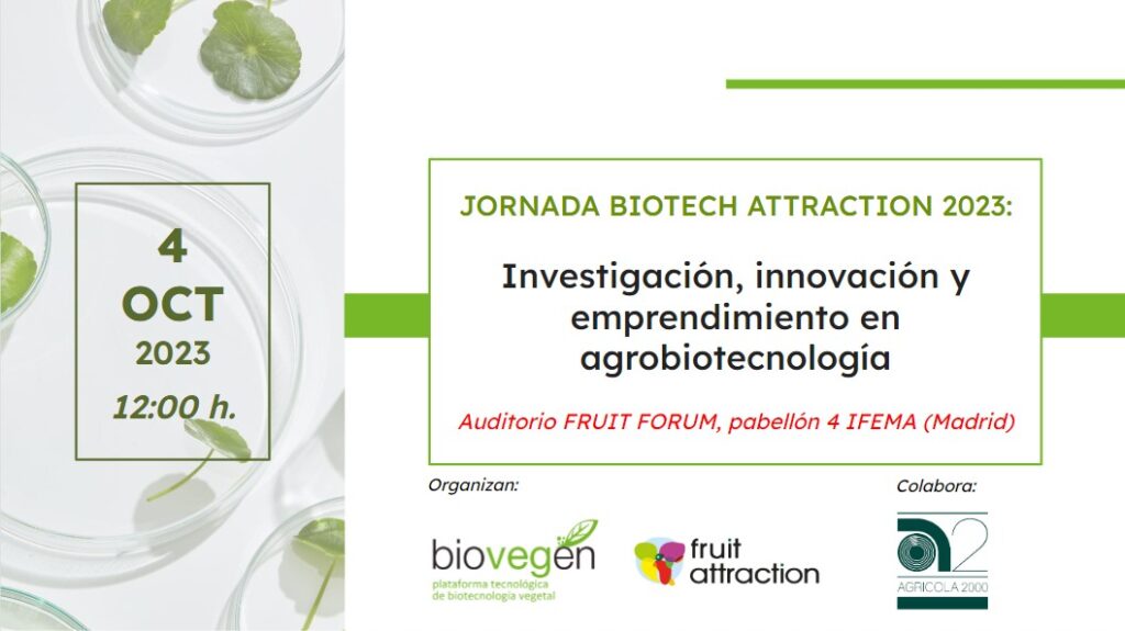 BIOVEGEN bate récord de público en su jornada BIOTECH ATTRACTION 2023 sobre bioinformática, biofertilizantes y proteínas alternativas