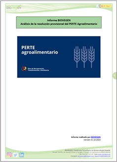 Informe BIOVEGEN. Análisis de la resolución provisional del PERTE Agroalimentario