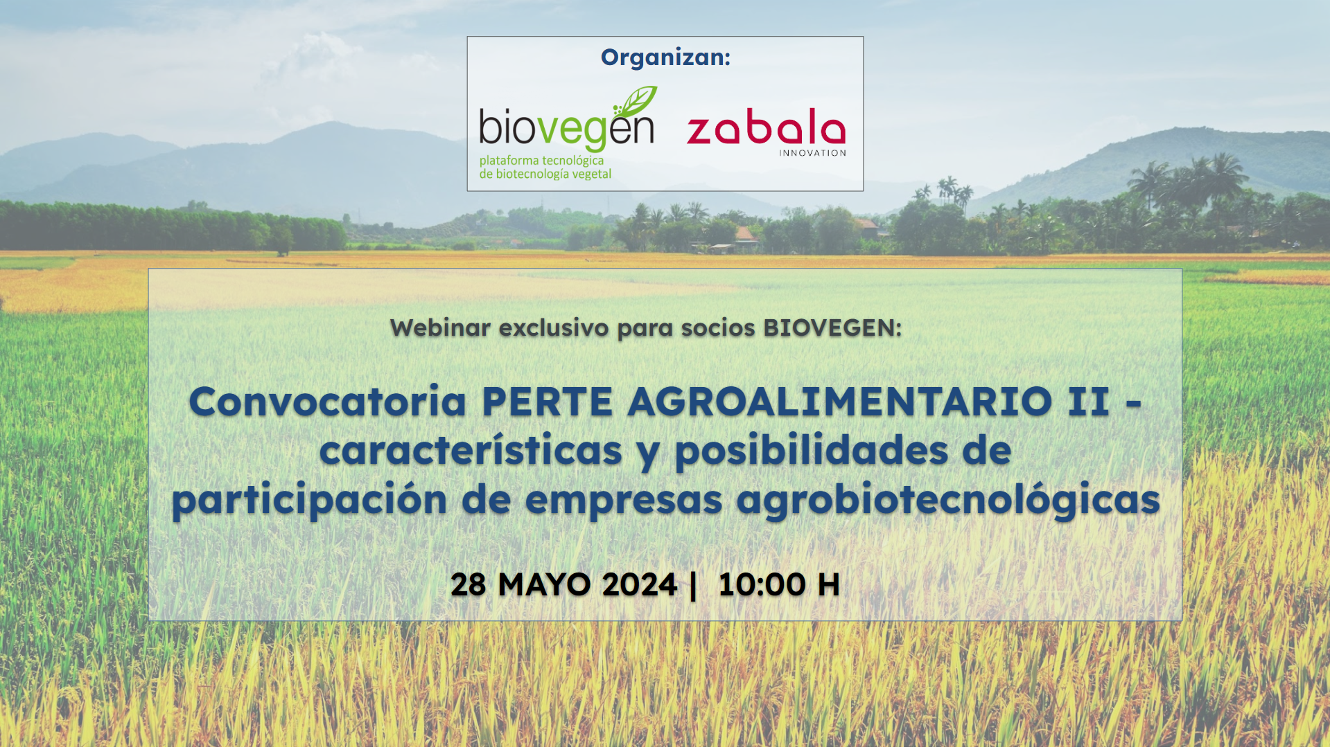 Webinar exclusivo para socios BIOVEGEN: Convocatoria PERTE AGRO II