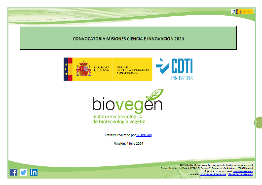 Informe BIOVEGEN. Convocatoria Misiones Ciencia e Innovación 2024