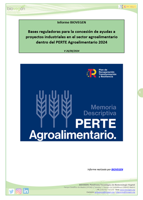 Informe BIOVEGEN. Convocatoria PERTE Agroalimentario 2024